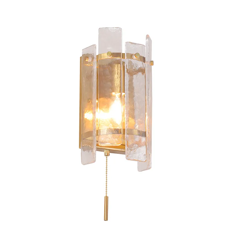 1-Light Modern Glass Wall Sconce na may Pull Chain