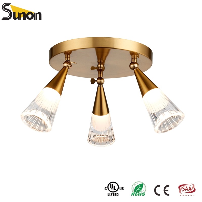 Adjustable 3 Light Glass Cone Ceiling Fixture