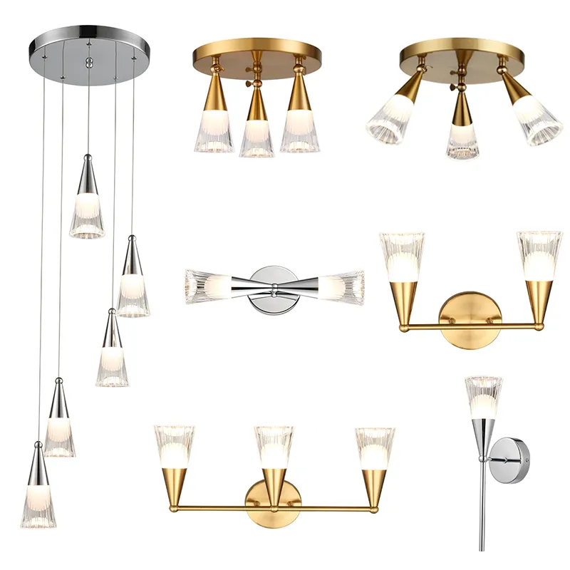 Adjustable 3 Light Glass Cone Ceiling Fixture