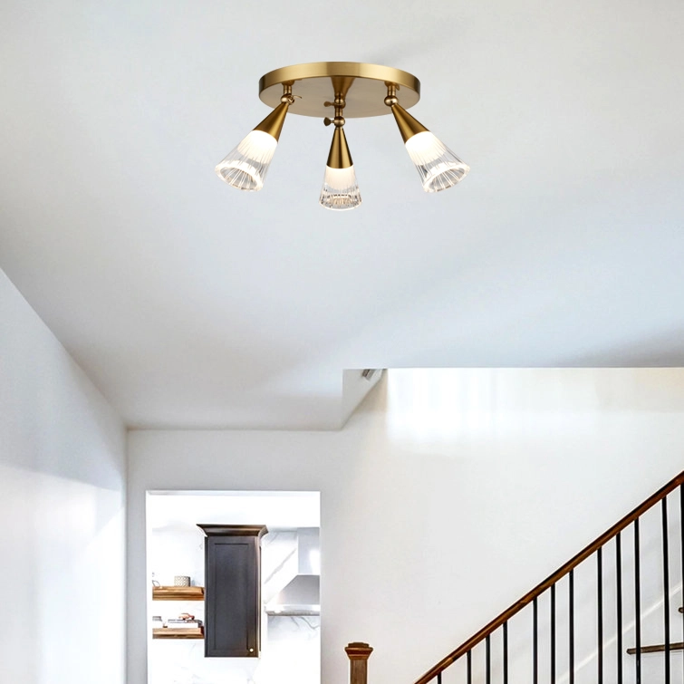 Adjustable 3 Light Glass Cone Ceiling Fixture