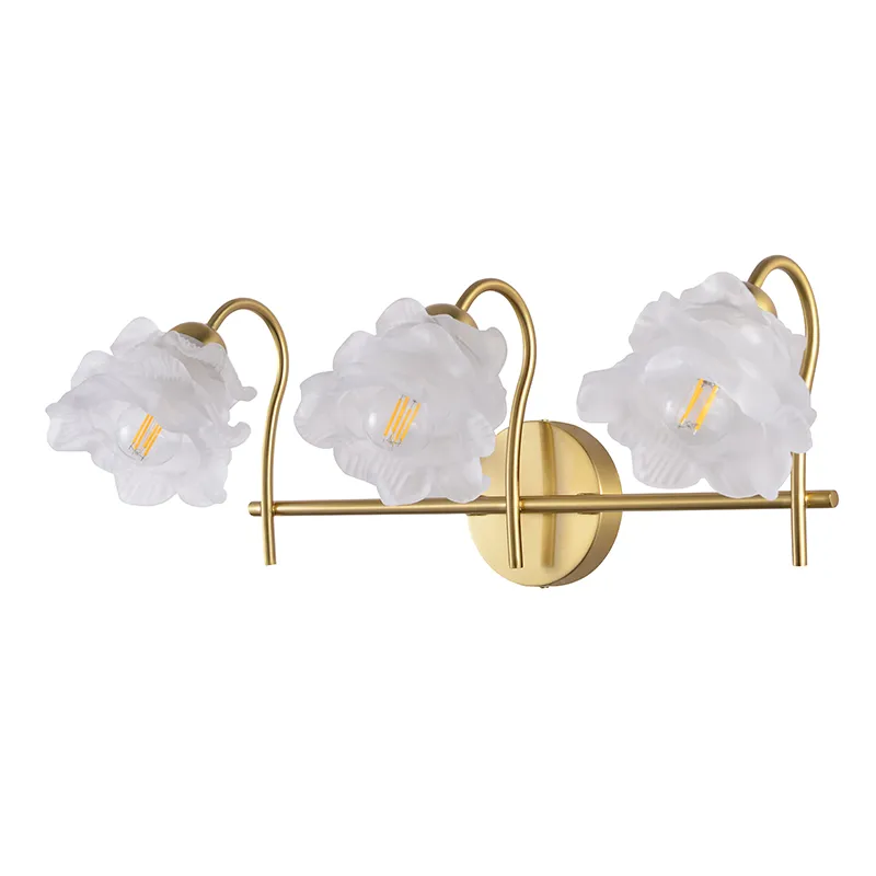 Triple Floral Brass Wall Sconce